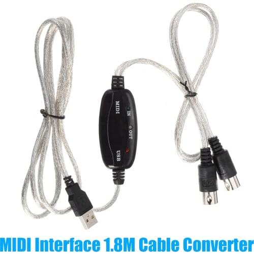 New USB IN-OUT MIDI Interface Cable Converter PC to Music Keyboard Adapter Cord For Home Music Studio
