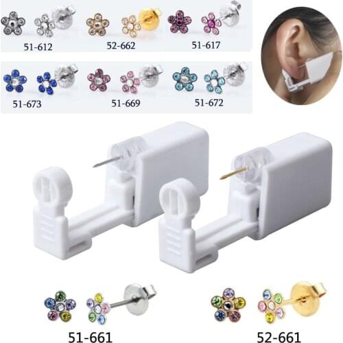 Disposable Sterile Ear Piercing Unit Cartilage Tragus Helix Piercing Gun Tool Kit Build In Steel Stud Earring Star Ball