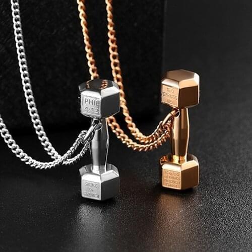 Fitness Dumbbell Pendant Collar Choker Necklace Chain Fashion Jewelry Gift For Women Men