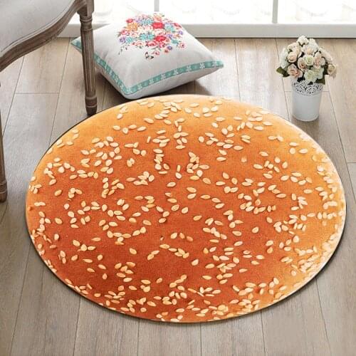 Bread Sprinkled With Sesames Round Living Room Cushion Dining Room Bedroom Floor Area Rug Bathroom Non-Slip Carpet Home Door Mat