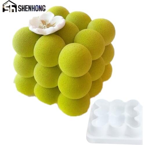SHENHONG Silicone 3x3 Spheres Geometric Desserts Mold For Chocolate Mousse Chiffon Cake Decorating Baking Tools