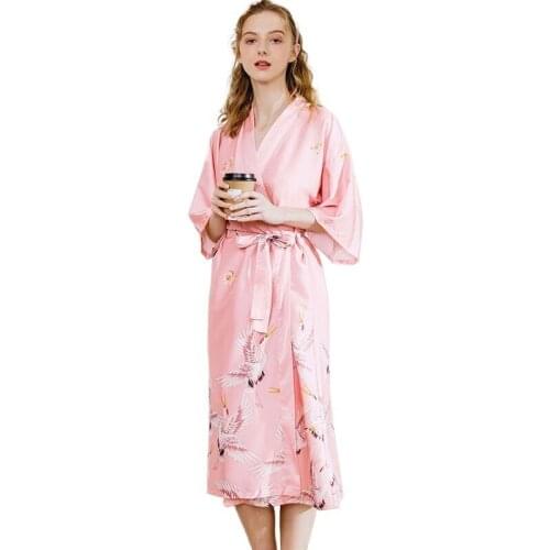Spring Faux Silk Sleepwear Bwedding Robe Long Summer Bride Morning Robe Bridesmaid Homewear Half Bath Robe Print Nightwear