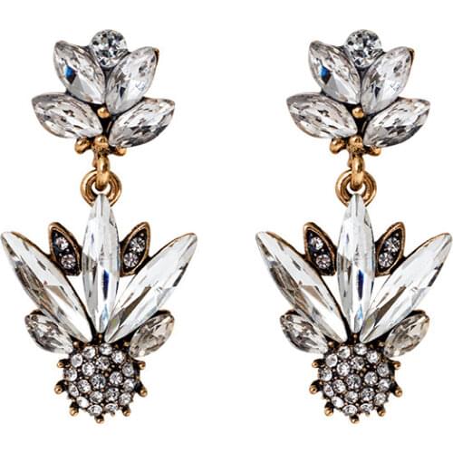 Vintage Purple Green Flower Earring Charms Statement Drop Earrings for Women Girl Bijoux Fashion Jewelry