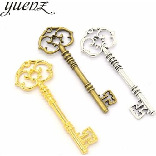 YuenZ 2 pcs Antique silver color key Charms Pendants For Necklace Bracelet Jewelry Making DIY Handmade 80*28mm O204