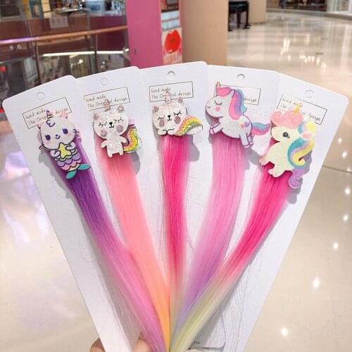 Unicorn Wig Hairpin Cute Female Baby Side Clip Bangs Korean Beautiful Free Collocation Accessories Children 's Cartoon Headwear