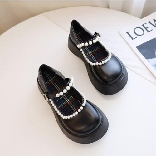 Thick sponge cake Mary Jane shoes women spring/summer 2021 new pearl college wind jk uniform small fragrant wind shoes