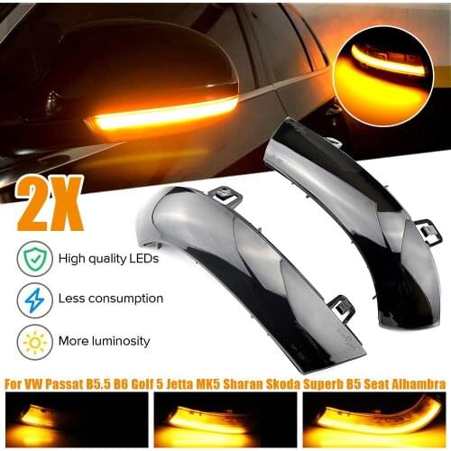 2pcs For VW GOLF 5 GTI V MK5 Jetta Passat B5.5 B6 Sharan Superb EOS Dynamic LED Turn Signal Light Side Wing Mirror Indicator