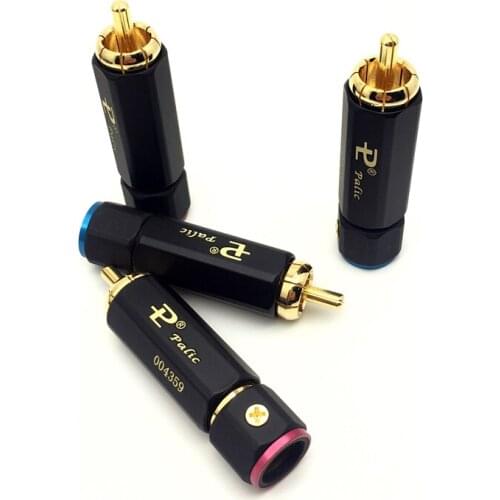 2pcs RCA line plug PR-109 gold plated lock RCA lotus plug signal line plug RCA connectors adapter AQJG