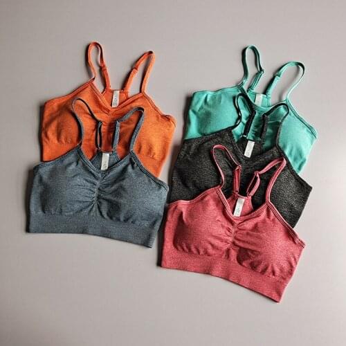 2020 Women Seamless Yoga Suit Fitness Clothing Sportswear Gym Padded Push up Strappy Sports Bra Tracksuit Sexy Yoga Crop Tops