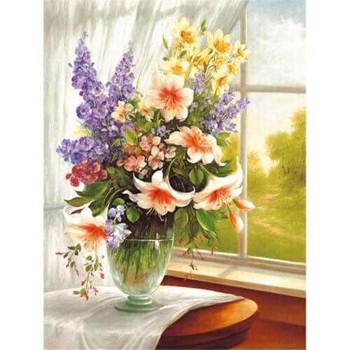 5D Diamond Paintings Daisy Flower Vase Full Square/Round Diamond Embroidery Floral Pictures of Rhinestones Home Decor