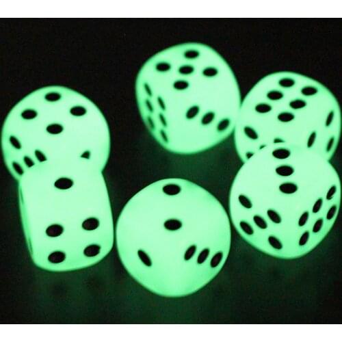 6PCs/lot 14mm 6 Sided Noctilcent Dice Round Corner Night Light Dice Set for Fun Bar KTV Entertainment Board Game Luminous Dice