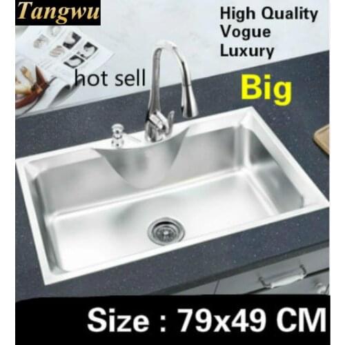 Free shipping Apartment vogue wash vegetables kitchen single trough sink large 304 stainless steel luxury 79x49 CM