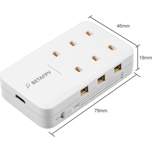 BETAFPV 30W 6 Ports 1S Battery Charger Board w US/EU Adapter Type-C Connector for Lipo 4.2V/LiHV 4.35V Battery FPV Racing Drone