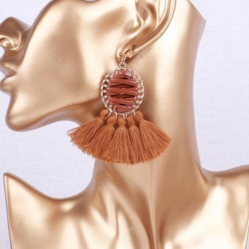 Bohemian tassel earrings female retro statement long female Korean jewelry Indian jewelry gold geometric earrings female 2019 cc