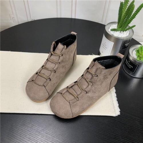 Mori Retro Soft Bottom Short Boots Japanese Casual Martin Boots Round Head Flat Ankle Boots Student Suede Warm Womens Boots