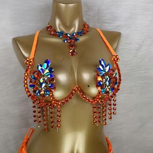 2020 New Bra Handmade Sexy Samba Carnival Bra Stone Bollywood Womens Belly dancing Top WIRE BRA FREE SHIPPING C021