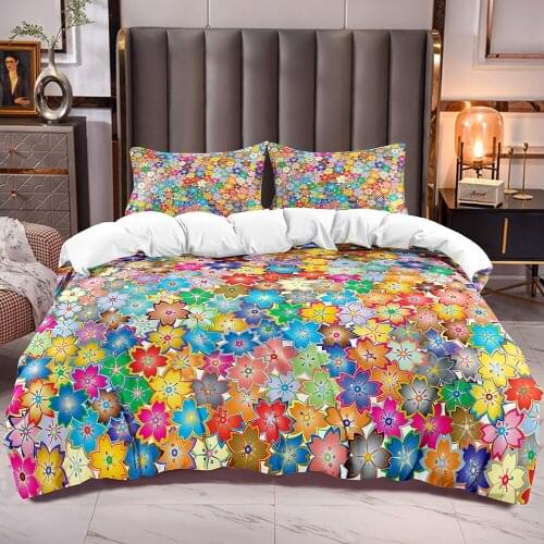 Floral Duvet Cover Botanical Bedding Comforter Cover with Flowers Print Quilt Cover Zipper Closure Corner Ties