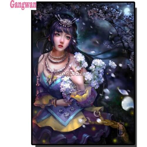 Flower beautiful woman DIY diamond painting cross stitch full mosaic diamond embroidery Crying girl 5D handmade home decoration