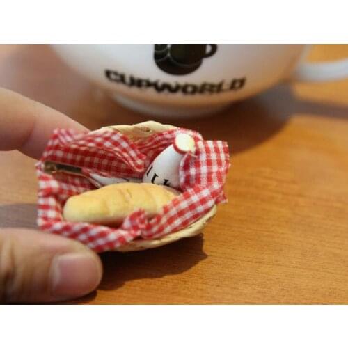 G10-X033 children baby gift Toy 1:12 Dollhouse mini Furniture Miniature rement accessories Bread and milk basket set