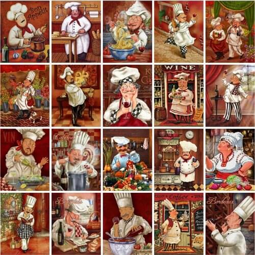 Evershine 5D DIY Diamond Painting Chef Diamond Embroidery Cartoon Cross Stitch Mosaic Rhinestone Kitchen Home Decoration