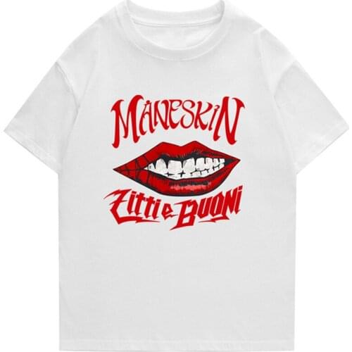 Maneskin Print spring and summer holiday street graffiti style men and women casual T-shirt novel street HIP HOP Harajuku style