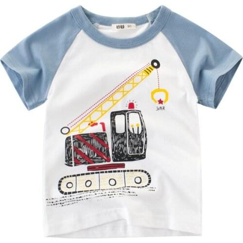 Baby Boy Cartoon Excavator T Shirts Kids Summer Clothes Toddler Girls Boys Cotton T Shirt Children Tops Tees Infant Outfits