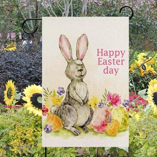 Fuwatacchi Easter Days' Hanging Flags Cute Rabbit Photo Flax Party Banners Home DIY Festival Decoration Accessiries Garden Flag