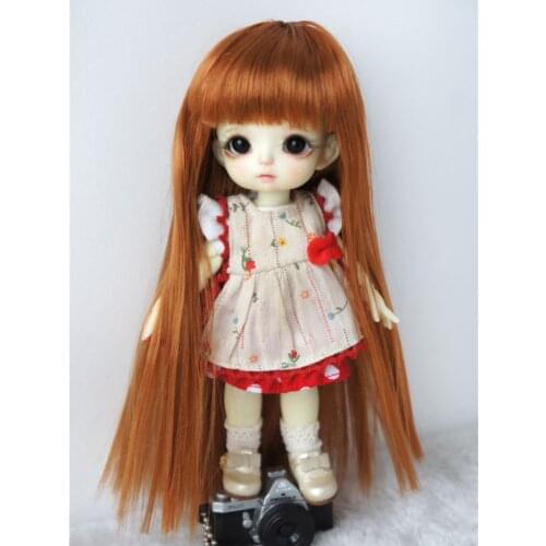 JD056 1/12 1/8 1/6 Long Straight Hair With Full Bangs BJD Synthetic Mohair Doll Wig Size 3-4inch 5-6inch 6-7inch Cute Doll Wigs