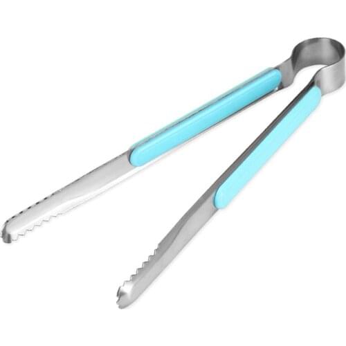 Kapmore 1pc Stainless Steel Food Tongs Plastic Handle Grill Tongs Bread Tongs For Kitchen Cooking Tools Accessories BBQ Tools