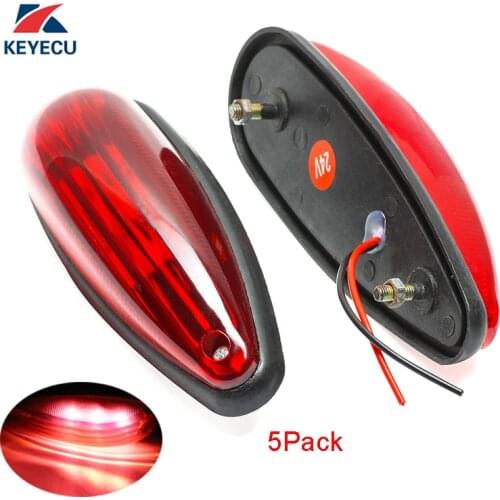KEYECU Amber/Red Optional Teardrop Cab Clearence Marker Roof Light Trailer Truck RV Pickupt-5 Pack 24V