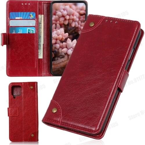 Copper Buckle Leather Phone Case For Samsung GALAXY A52 A72 A32 5G 4G S20 S21 PLUS F62 M62 M21S Wallet Cards Stand Phone Cover