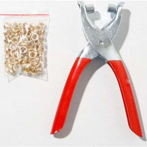 Fixmee 1pcs/Set DIY Grommet Eyelet Pliers With 80pcs Eyelets Leather Hole Hand Belt Watch Band Holes Punches Tool