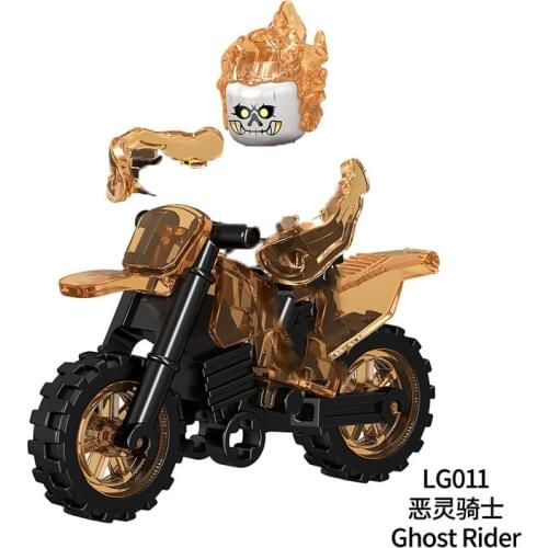 LG1002 Luminous Ghost Rider With Motorcycle Building Blocks Assembled Childrens Toys