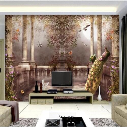 Milofi custom wallpaper wall covering mural European pastoral Roman column three-dimensional oil painting background wall