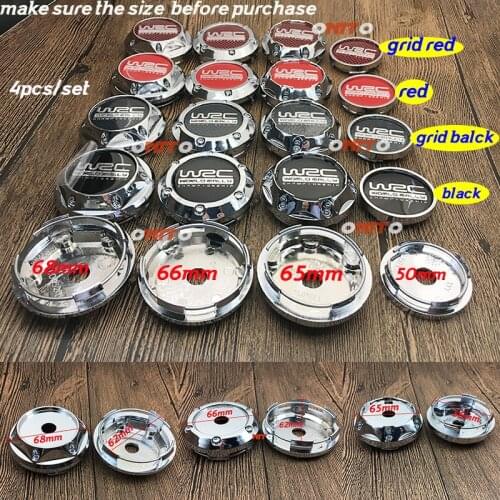 Car Styling 4pcs/set Wheel rim badge covers center cap WRC logo Decoration 50mm 65mm 66mm 68mm chrome base for all car series