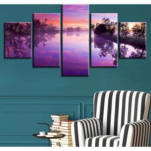 Wall Art Picture Home Decor Posters Forest Living Room 5 Pieces HD Printed Modern Scenery Waterfall Painting On Canvas