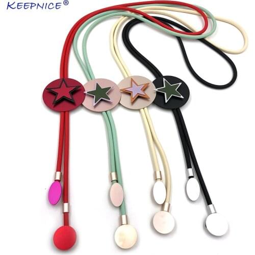 2019 Fashion shining star shape Aluminum charm Rubber rope simple statement necklace clothes accessories for new office lady