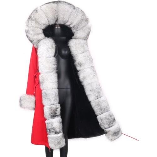 2021 New Real Fox Fur Coat Natural Fur Coat Thick Warm Waterproof X-long Parka Winter Jacket Removable liner Women Outerwear