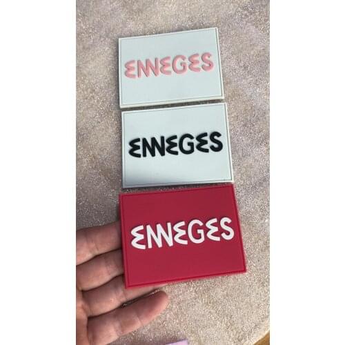 Customized pvc 3d logo rubber embossed patch for clothing labels Custom silicone tags for sewing accessories for bags shoe label