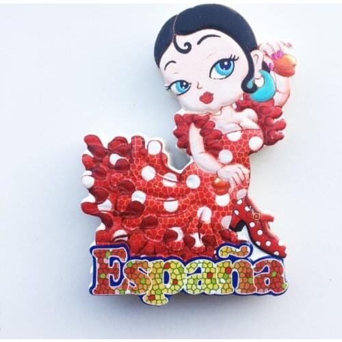 QIQIPP Spain Creative Flamingo Dance Girl Travel Memorial Decoration Collection Crafts Magnetic Fridge Magnet Gift