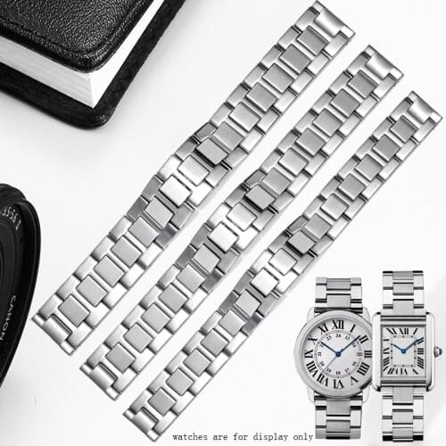 YOPO High Quality Stainless steel Watchband 16mm 17.5mm 20mm 23mm Silver Bracelet Replacement Metal Strap For Tank Solo