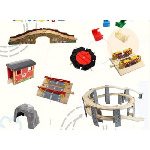 Christmas Gift Beech modern bridge fit for Brio Wooden Train Educational Boy/ Kids Toy Multiple track
