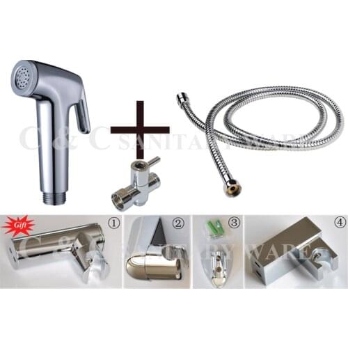 G1/2, G7/8, G3/4, M18X1.5L Optional T-adapter ABS Hand Held Bidet Sprayer Jet &Wall Holder+Stainless Steel 304 Hose A301ST