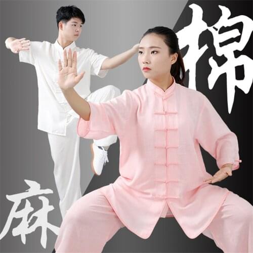 Unisex Tai Chi Uniforms Traditional Chinese Style Oriental Wushu Performance Costumes Linen Cotton Kung Fu Wing Chun Suit