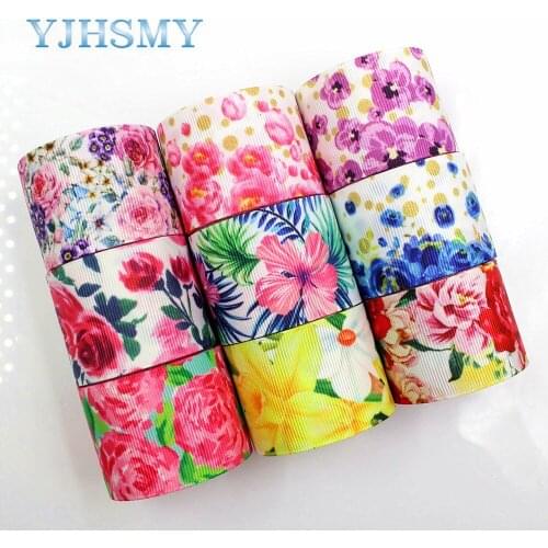 YJHSMY C-18317-51,10 yards, 38 mm Flower Printed grosgrain ribbons,DIY handmade Hair accessories Material wedding gift wrap