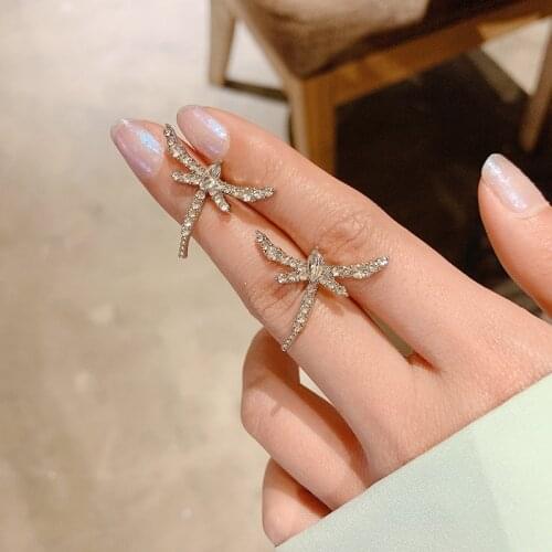 ZDMXJL 2021 New Trend Japan and South Korea Fine Sweet Lovely Women Earring Zircon Dragonfly Ear Stud Womens Jewelry Earrings
