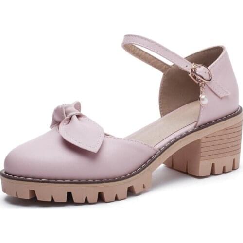 Big Size 11 12 ladies high heels women shoes woman pumps Butterfly-tied single shoe woman with round head