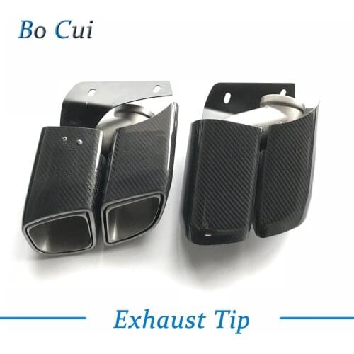1Pair High Quality Carbon Fiber Tail Exhaust Tips Muffler Pipe For Porsche Macan 2014-2017