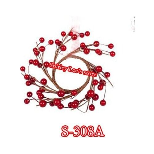 10 Inch Red Fruit Berry Candle Ring Christmas Wreath Garland Easy Reshaped Wall Door Candle Home Party Graduation Decoration