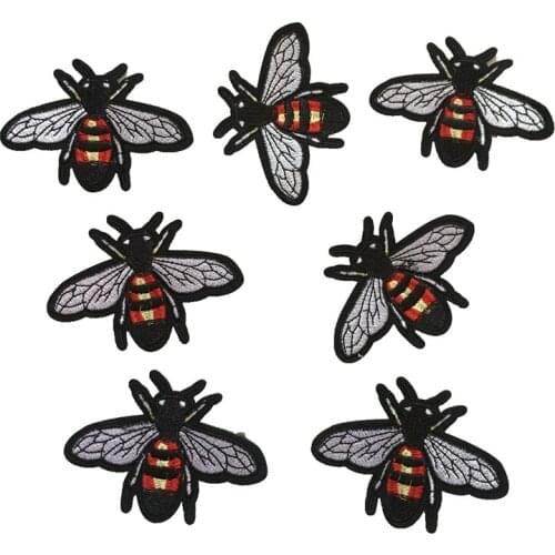 10pcs/lot Bee Embroideried Sew on Iron on Brand Patches and Appliques Honeybee Insect Embroidery DIY Shoes Clothes Decoration